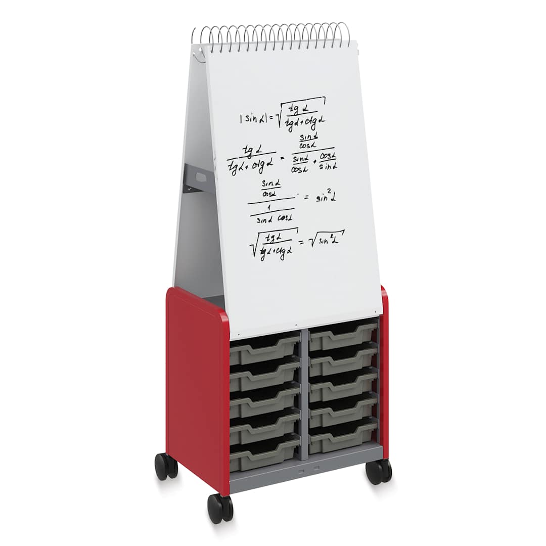 Open in modal - Smith Systems Cascade Spiral Noteboard Unit - Red, 3" Totes, No Doors