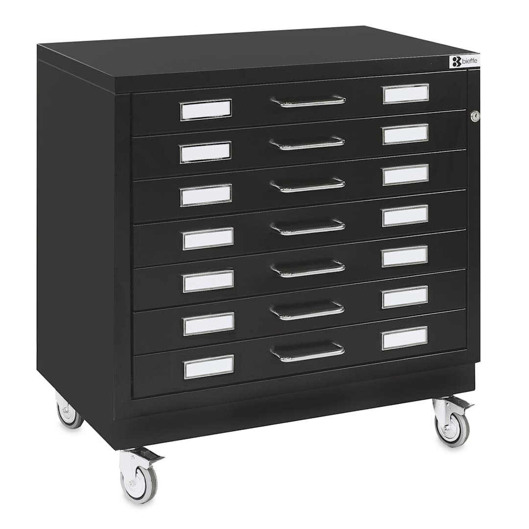 Open in modal - Bieffe BF Line Flat File - Black, 7-Drawer, A2, 22-1/2" x 29-1/2" x 20-3/4"