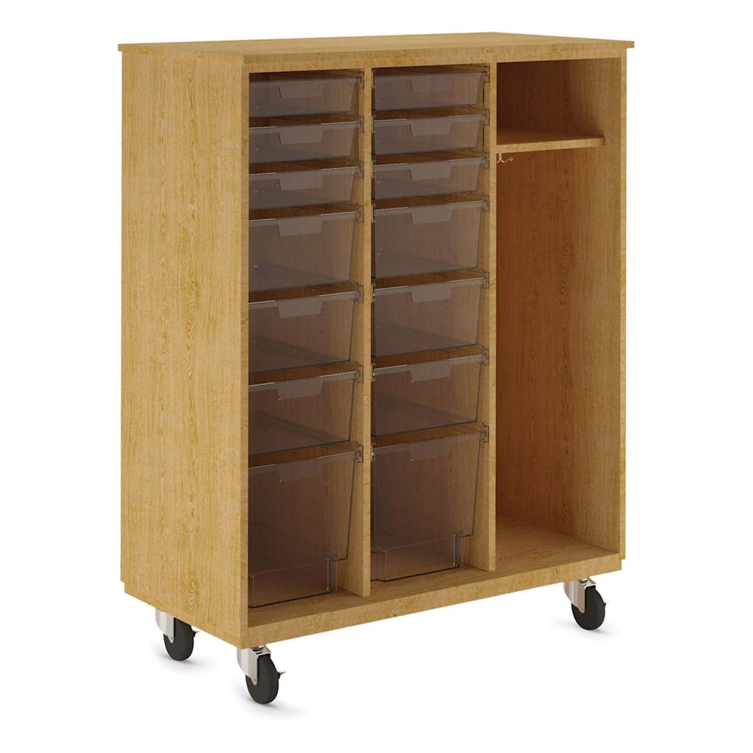 Open in modal - Diversified Spaces Mobile Tote and More Storage Cabinet - Oak with Clear Totes