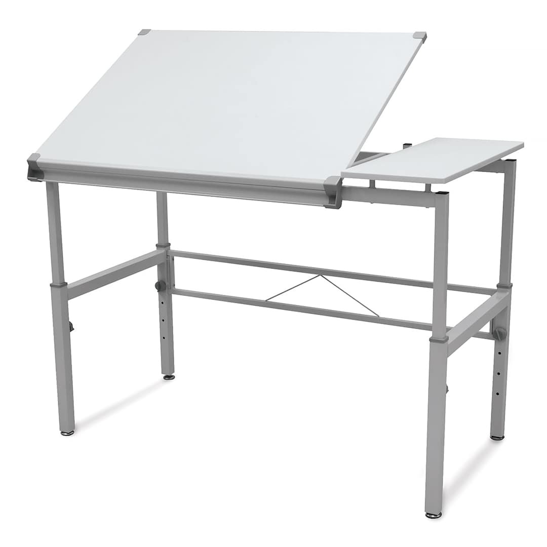 Open in modal - Studio Designs Graphix II Workstation - Angled view showing drafting portion of tabletop raised