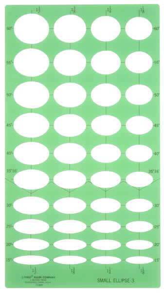 Open in modal - Westcott C-Thru Ellipse Templates - Top view of Small Ellipse 3 Template