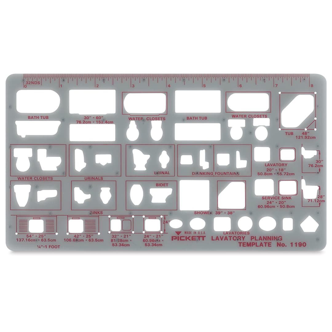 Open in modal - Chartpak Pickett Architectural Template for Lavatory Planning