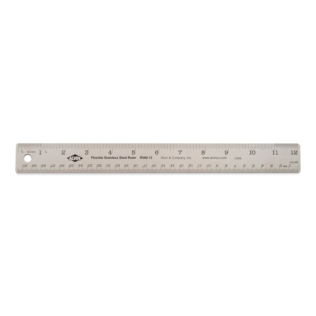 Open in modal - Alvin Non-Skid Stainless Steel Flex Ruler - 12"