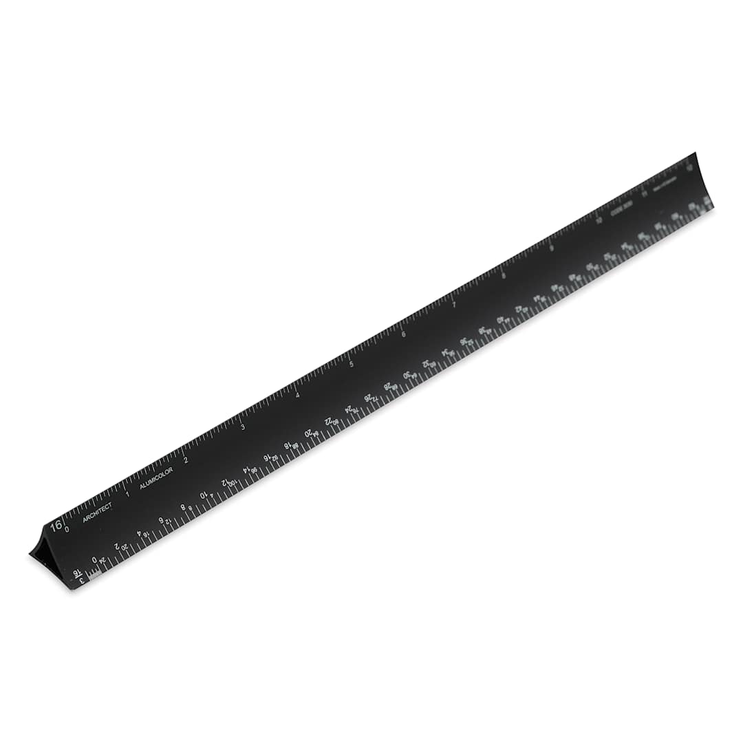 Open in modal - Alumicolor Hollow Triangular Drafting Scale - 12", Black, Architect (angled view)