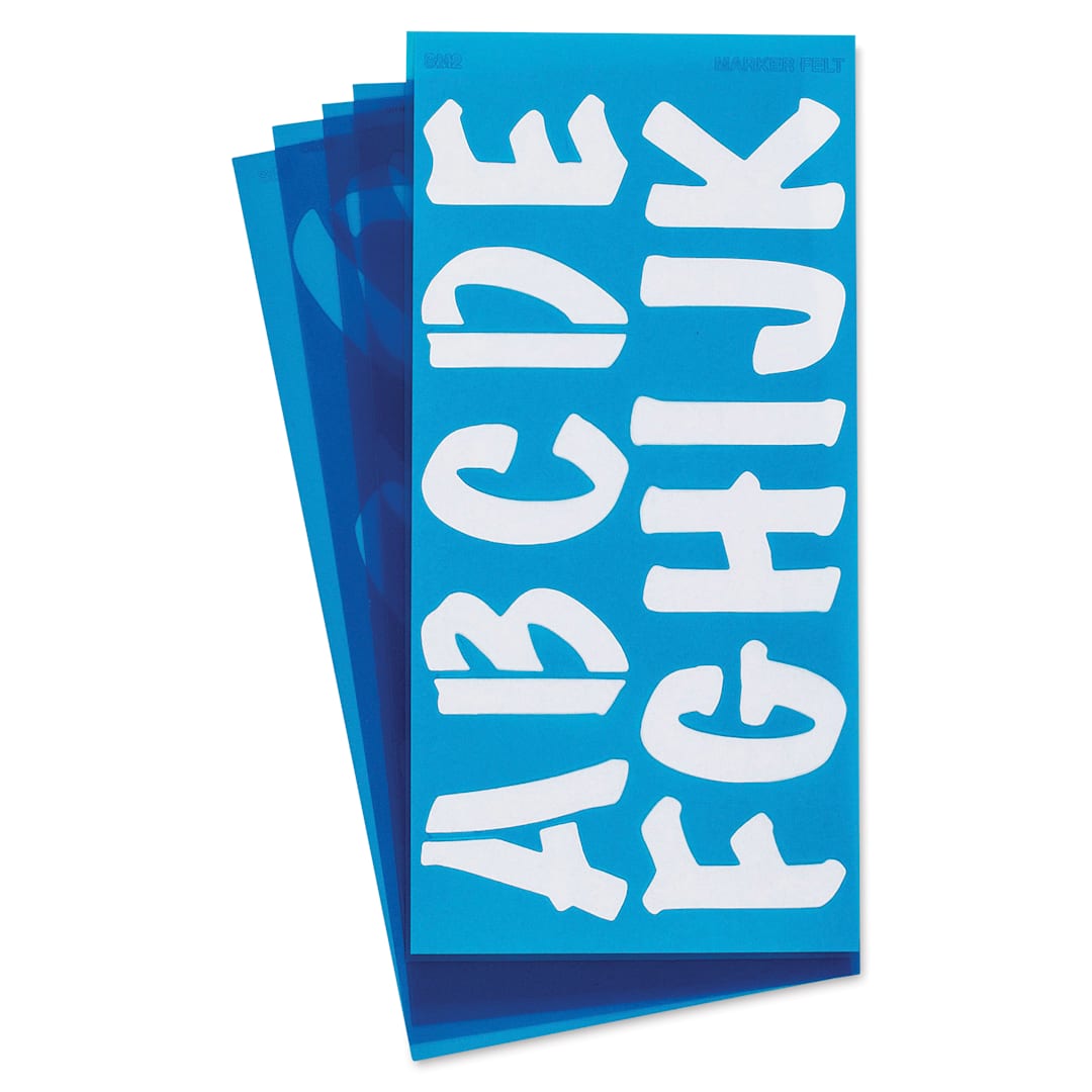 Open in modal - Westcott BetterLetter Plastic Letter Stencils - 2", Capital and Lower Case, Marker (out of packaging)