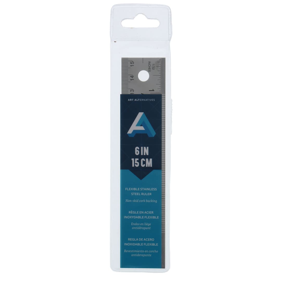 Open in modal - Art Alternatives Flexible Stainless Steel Ruler - 6", packaging
