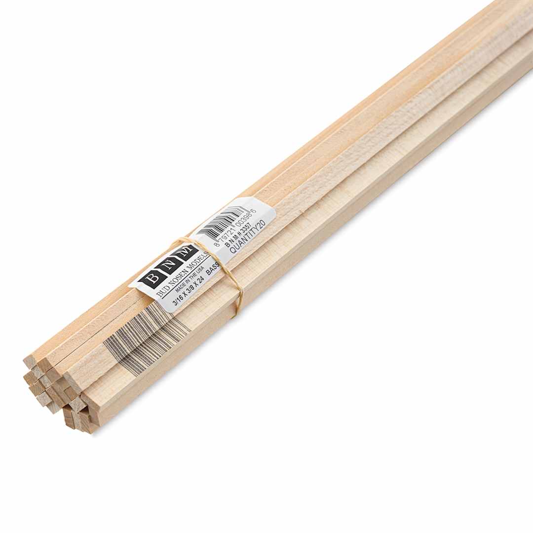 Open in modal - Bud Nosen Basswood Sticks - 3/16" x 3/8" x 24", 20 Sticks - close-up