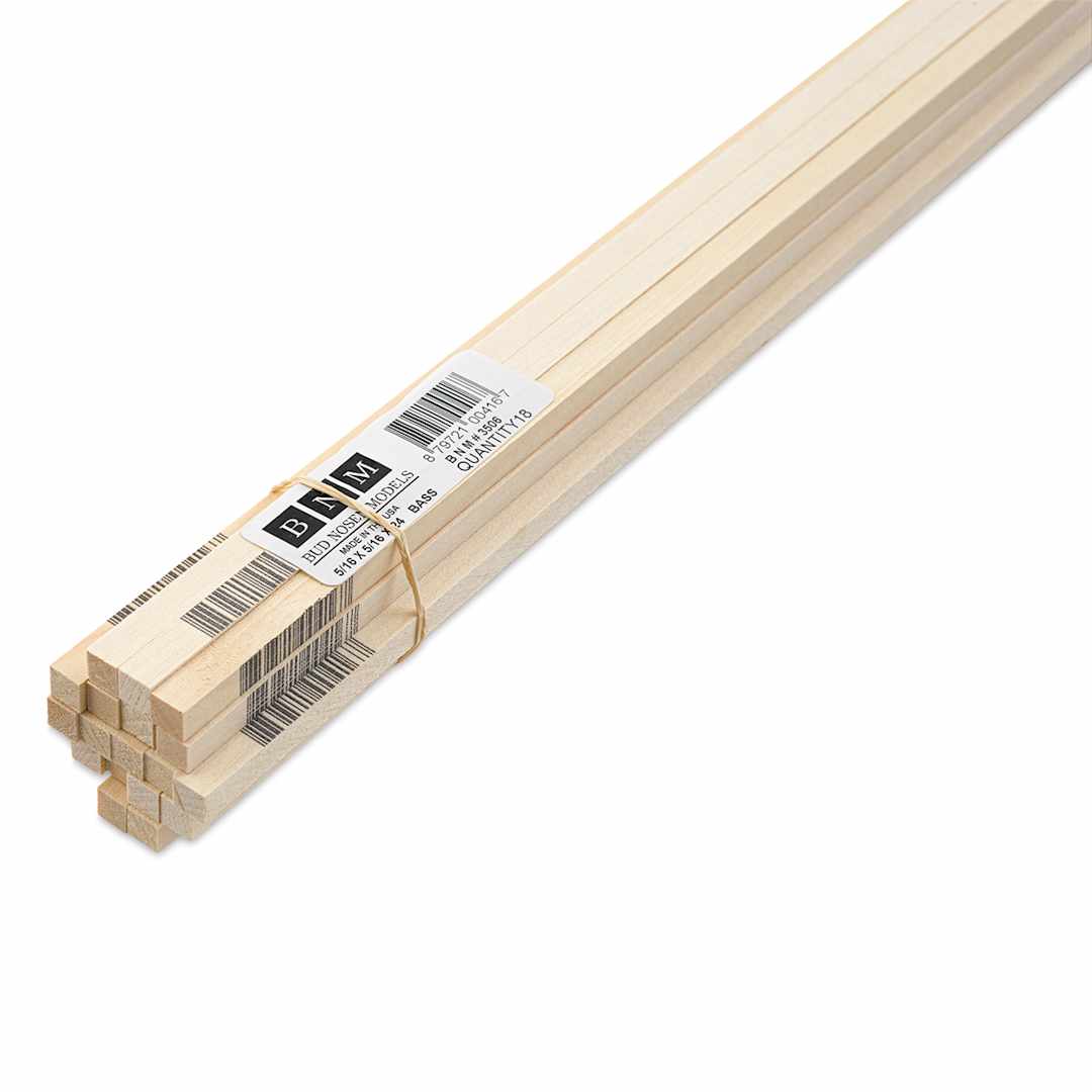 Open in modal - Bud Nosen Basswood Sticks - 5/16" x 5/16" x 24", 18 Sticks - close-up