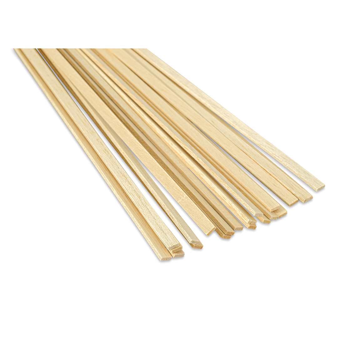 Open in modal - Bud Nosen Balsa Wood Sticks - 1/8" x 3/8" x 36", Pkg of 20 (view of the ends)