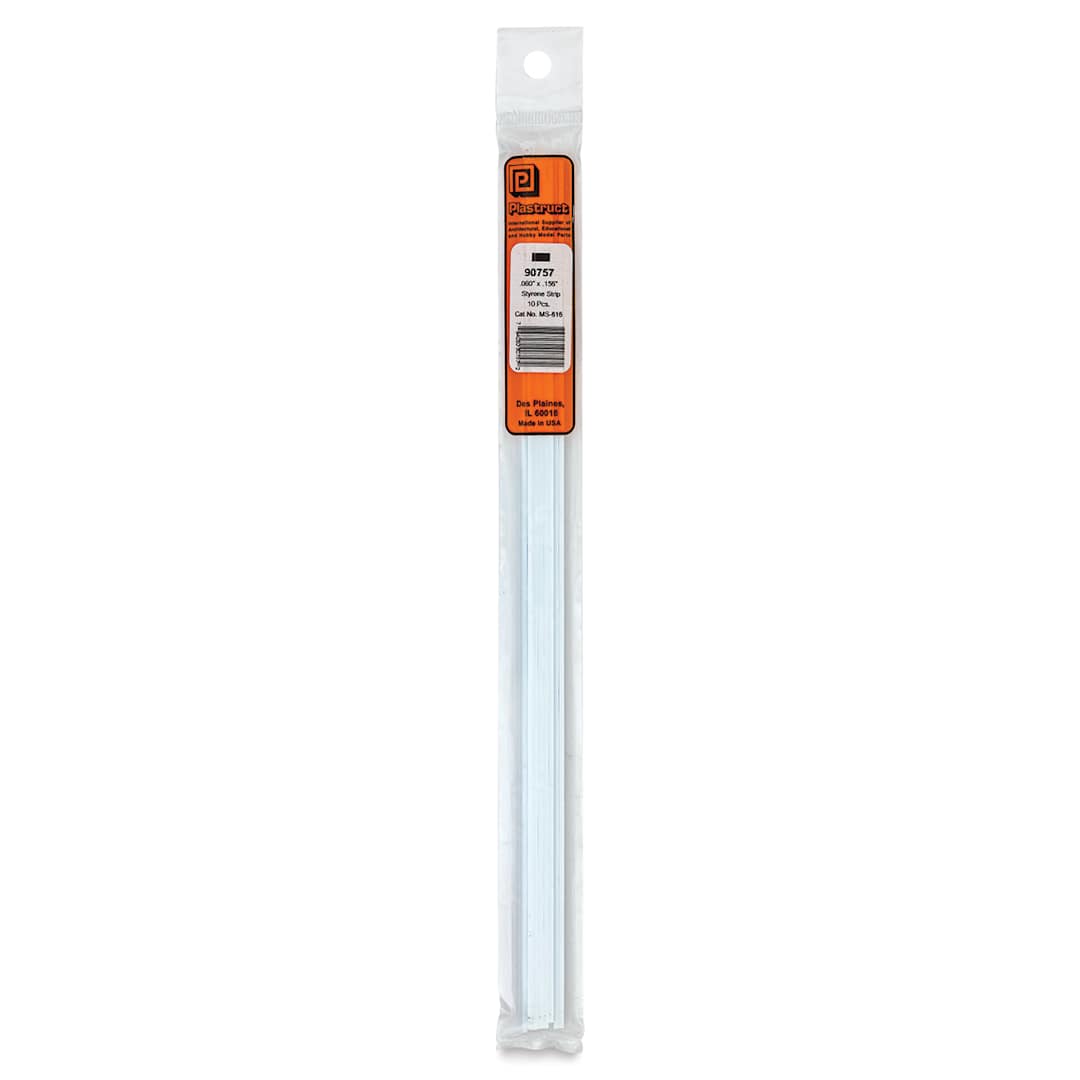 Open in modal - Plastruct Plastic Strip - Pkg of 10, 0.06" H × 0.156" W × 10" L