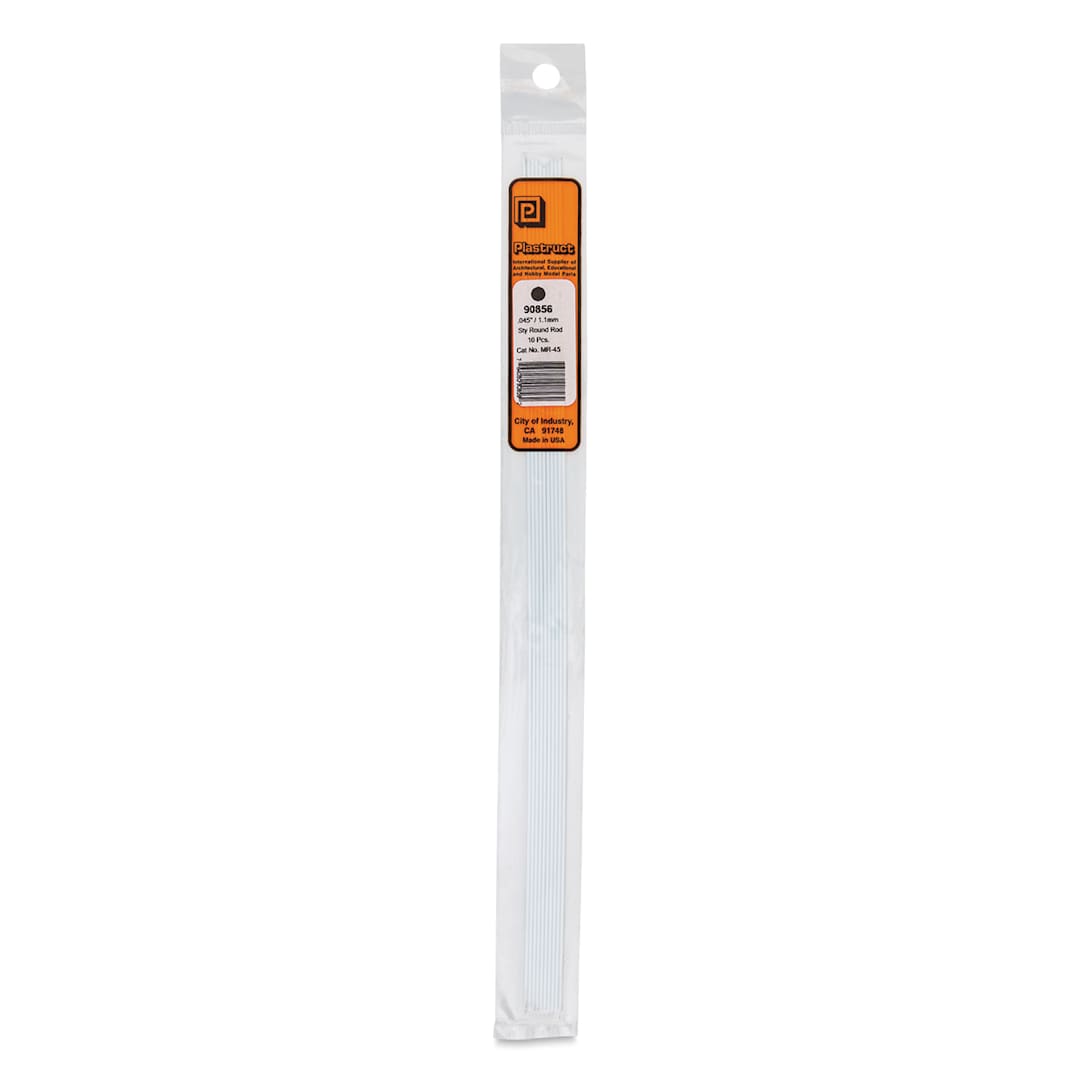 Open in modal - Plastruct Plastic Round Rod - Pkg of 10, 0.045" Dia × 10" L