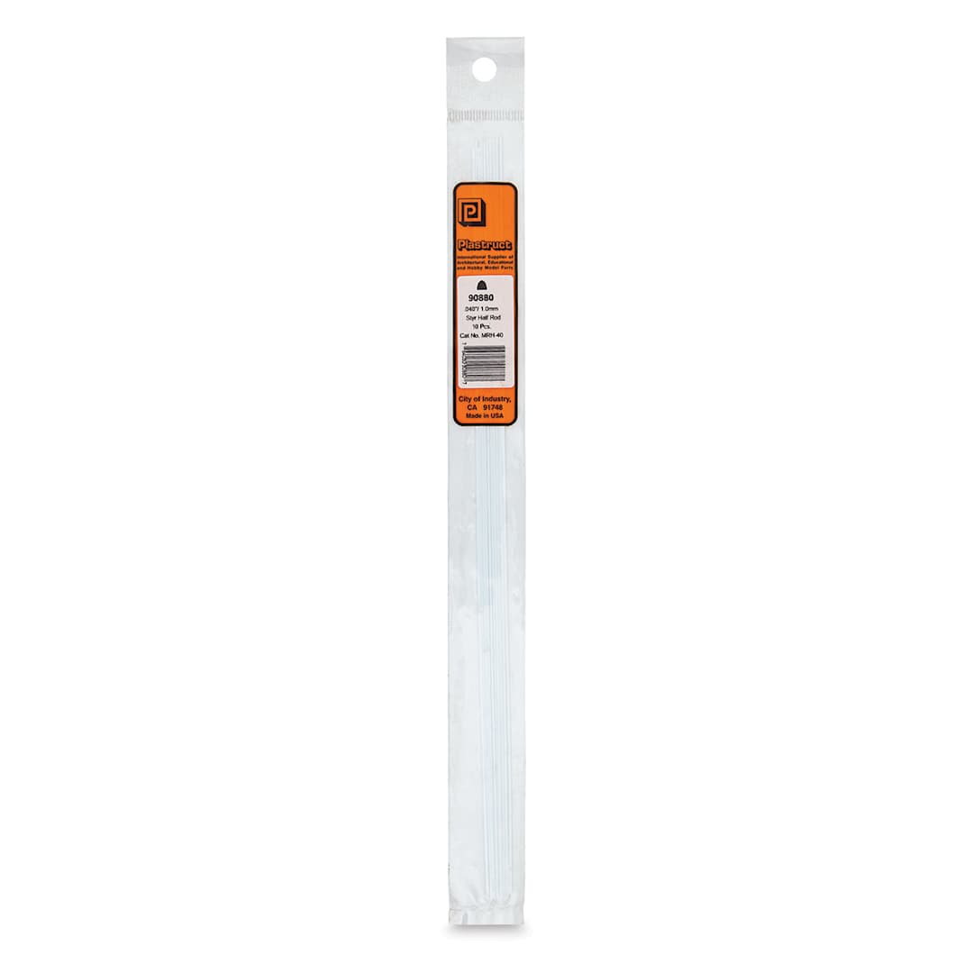 Open in modal - Plastruct Plastic Half-Round Rod - Pkg of 10, 0.04" Dia × 0.02" H × 10" L