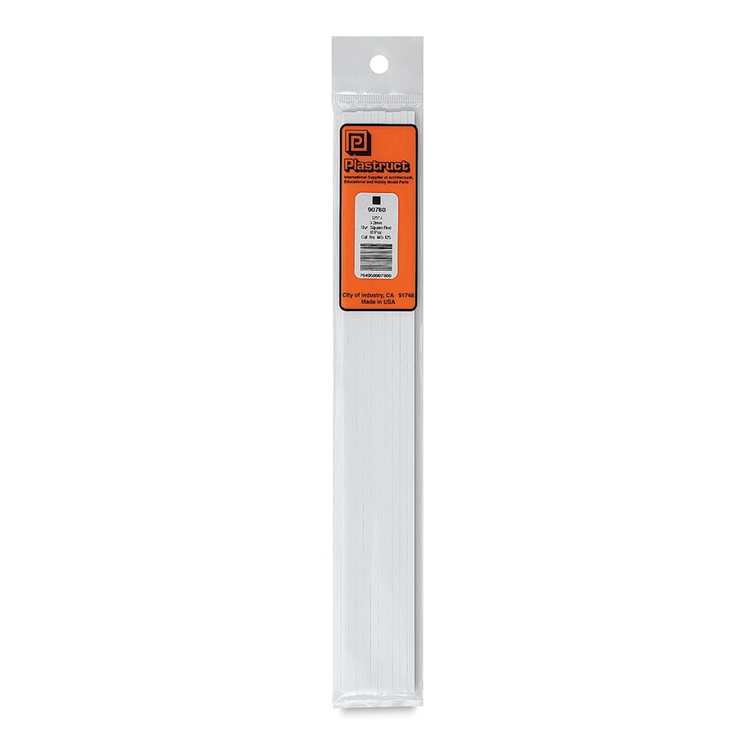 Open in modal - Plastruct Plastic Square Strip - Pkg of 10, 0.125" H × 0.125" W × 10" L
