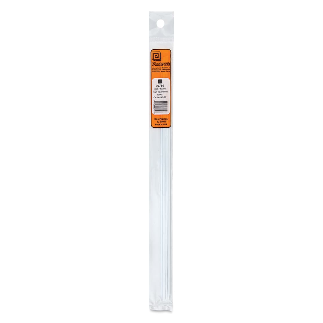 Open in modal - Plastruct Plastic Square Strip - Pkg of 10, 0.06" H × 0.06" W × 10" L