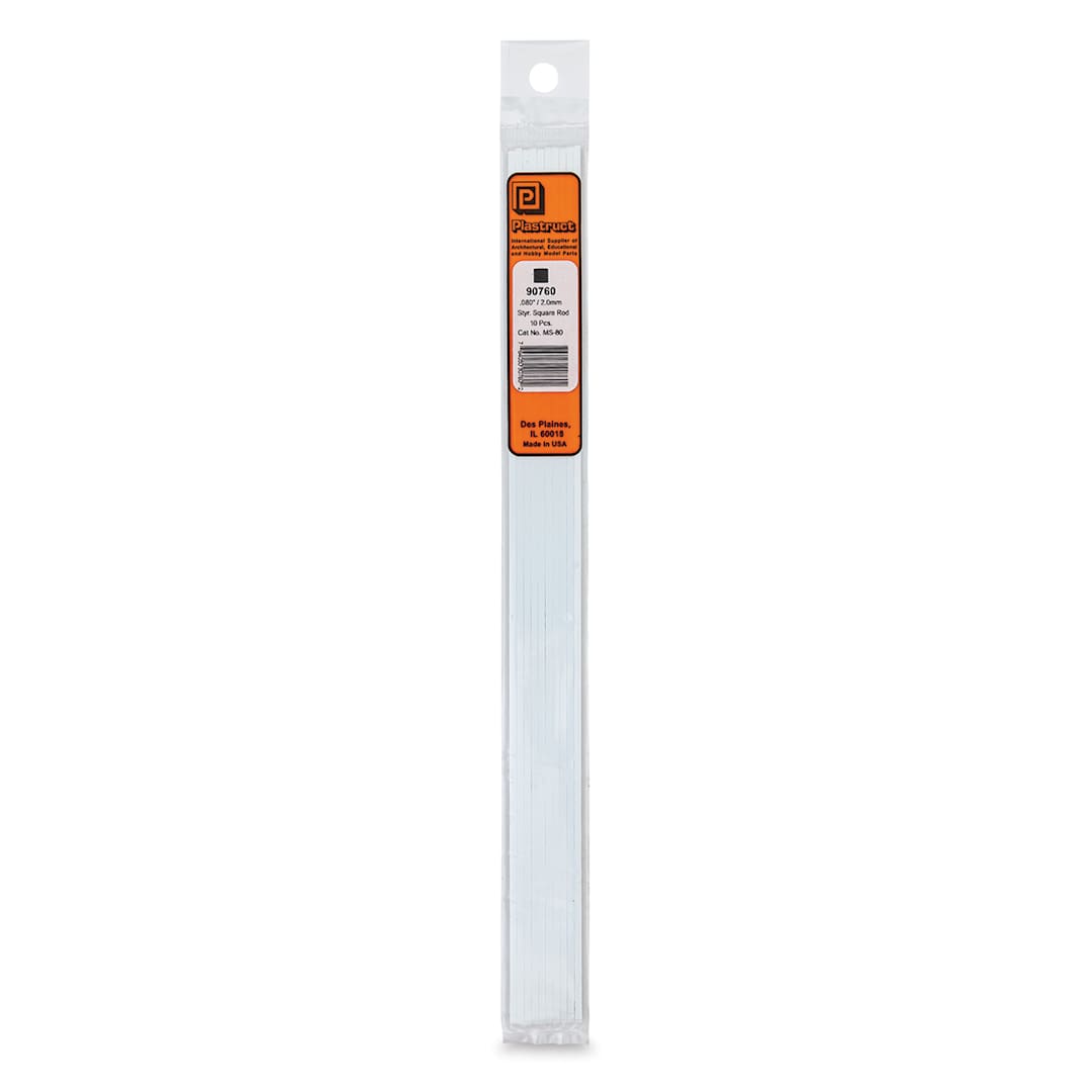 Open in modal - Plastruct Plastic Square Strip - Pkg of 10, 0.08" H × 0.08" W × 10" L