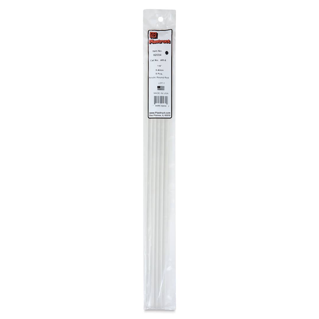 Open in modal - Plastruct Clear Acrylic Rod - 1/4" x 17-1/2" (front of packaging)