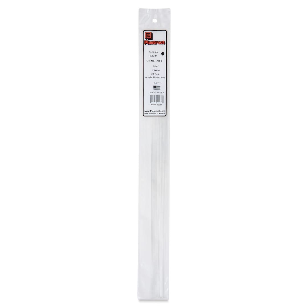 Open in modal - Plastruct Clear Acrylic Rod - 1/16" x 17-1/2" (front of packaging)