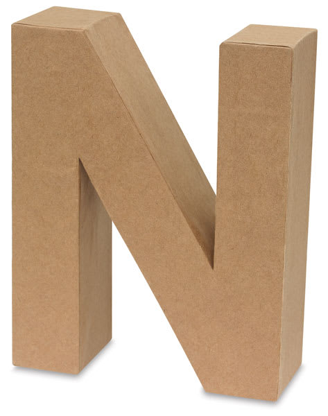 Open in modal - Papier Mâché Letters - Large Letter N shown upright