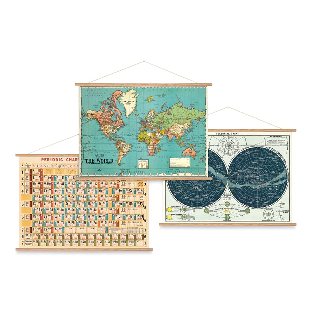 Open in modal - Cavallini Horizontal Vintage Poster Hanging Kit (Three kits holding example posters)