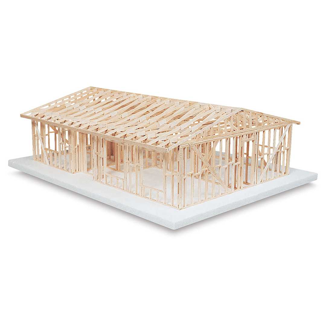 Open in modal - Midwest Products House Structure Kit - assembled Truss Roof kit shown at right angle