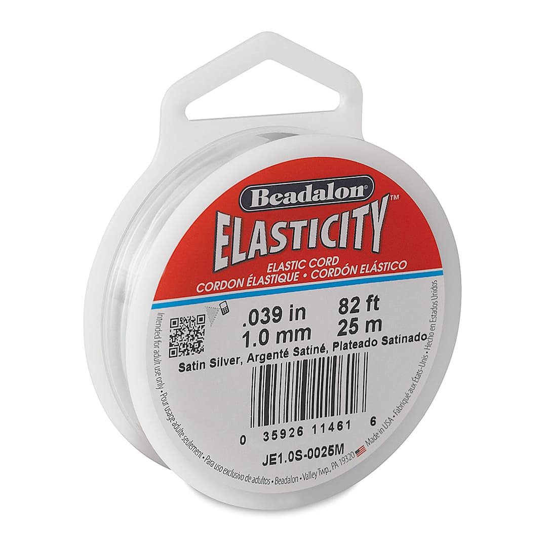 Open in modal - Beadalon Elasticity Cord - 1.0 mm x 82 ft, Satin Silver