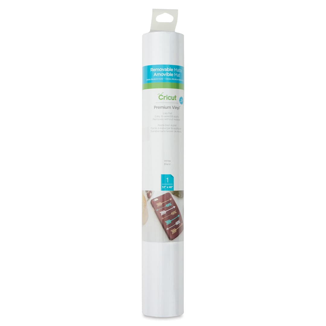 Open in modal - Cricut Removable Premium Vinyl - White, 12" x 48", front of the packaging