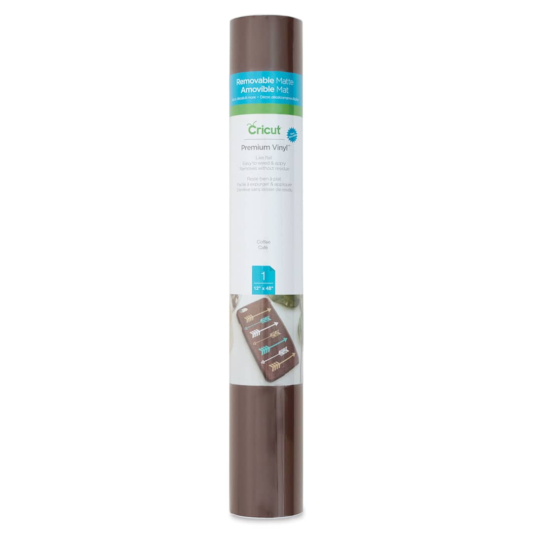 Open in modal - Cricut Removable Premium Vinyl - Coffee, 12" x 48", front of the packaging