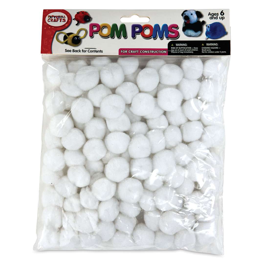 Open in modal - Pepperell Craft Pom Poms - Pkg of 100, 1", White front of packaging