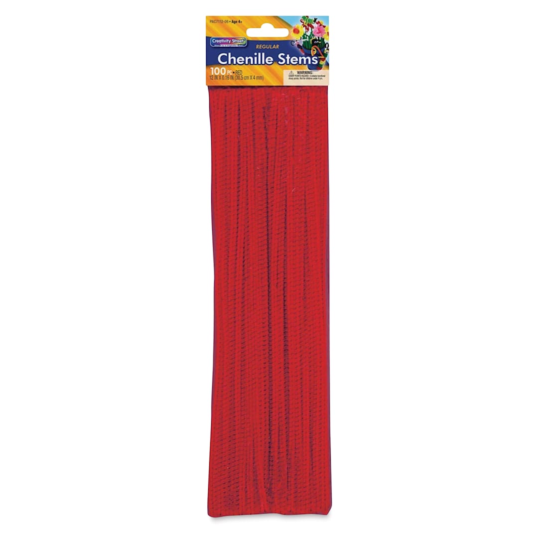 Open in modal - Creativity Street Regular Chenille Stems - 4 mm x 12", Pkg of 100, Red
