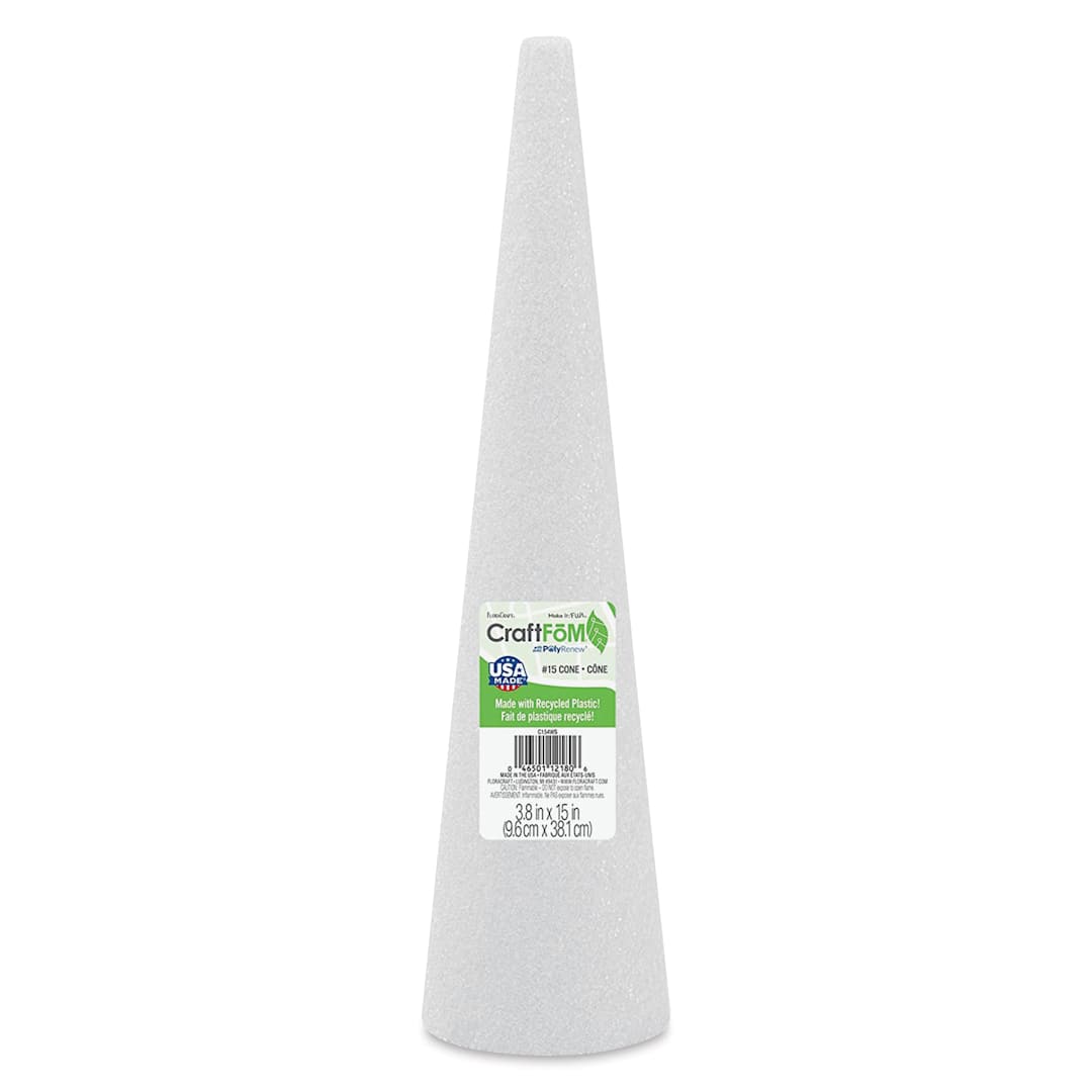 Open in modal - FloraCraft CraftFōM Blocks and Shapes - Cone, 3.8" x 14.8", with packaging label