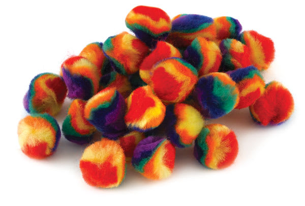 Open in modal - Rainbow Poms - A pile of 1" Rainbow poms 