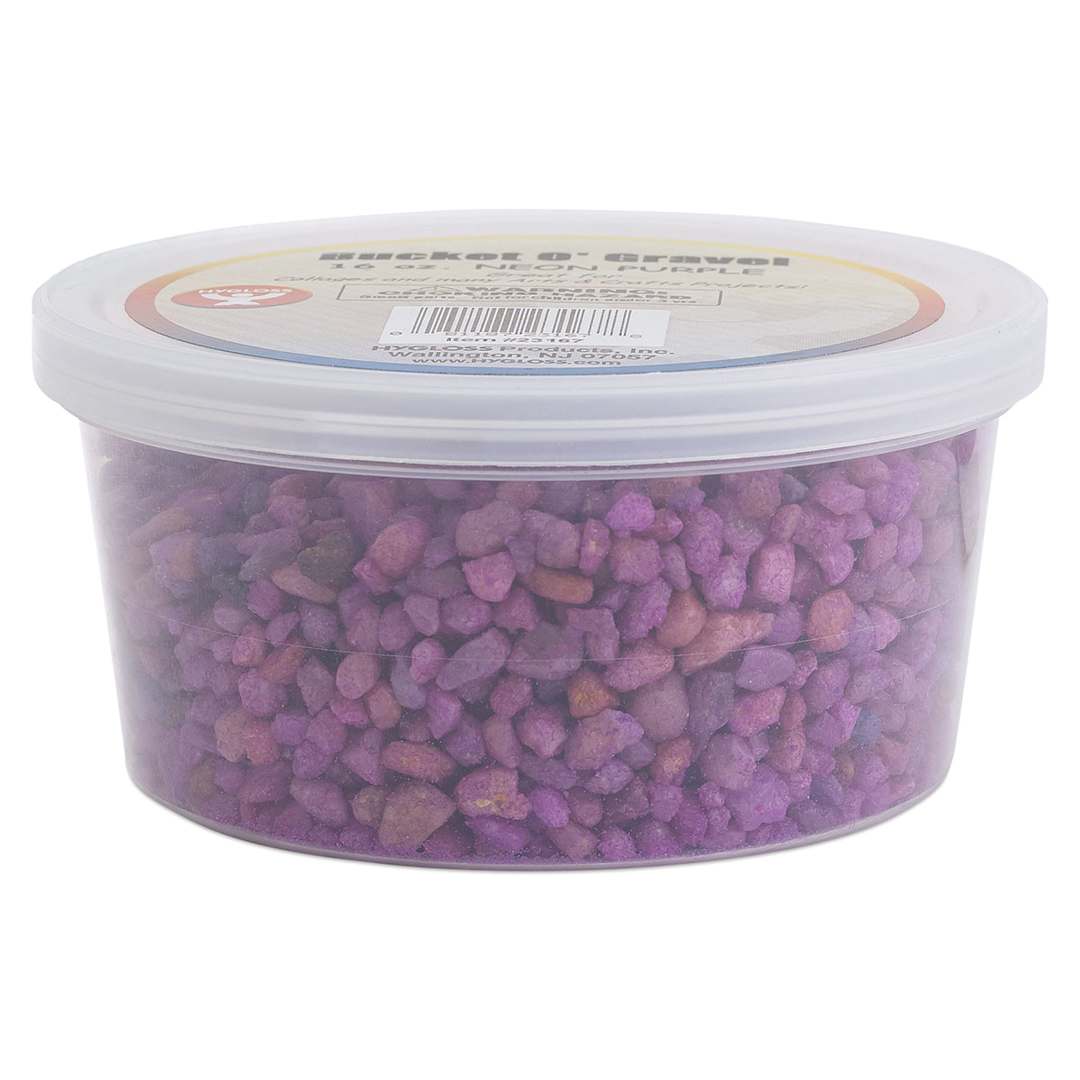 Open in modal - Hygloss Bucket O' Gravel - Side view of Tub of Neon Purple Gravel