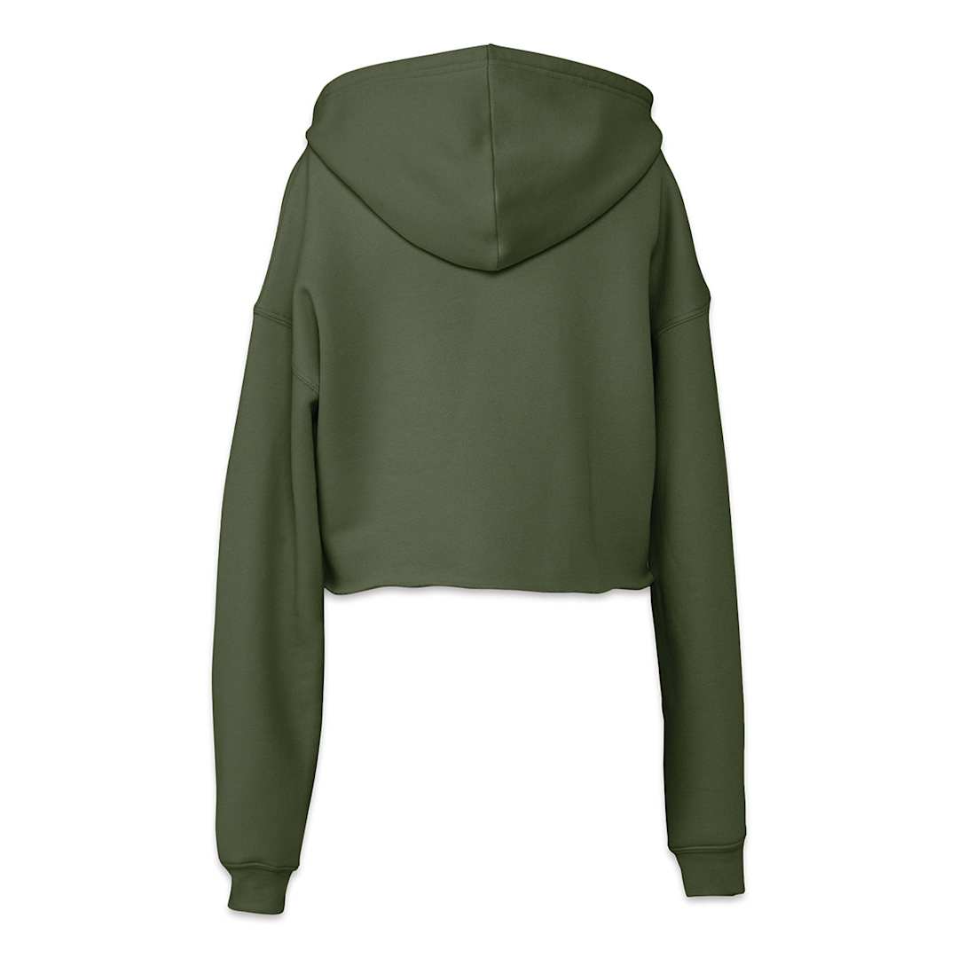 Open in modal - Bella Canvas Cropped Fleece Hoodie - Back view of Military Green Hoodie