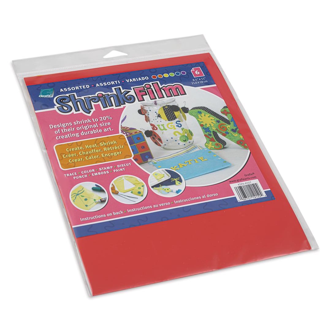 Open in modal - Grafix Colored Shrink Film - 8.5" x 11", Assorted Colors, Pkg of 6