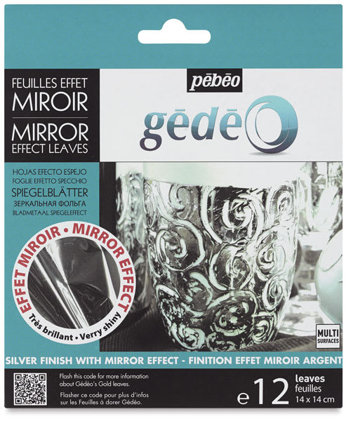 Open in modal - Pebeo Gedeo Mirror Effect Metal Leaves - Front of Silver Leaf package