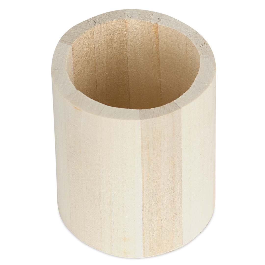 Open in modal - MultiCraft Wood Desk Organizers - Top angled view of Round Organizer