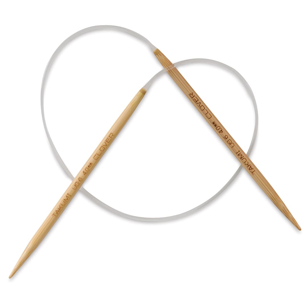 Open in modal - Clover Takumi Bamboo Circular Knitting Needles - Size 6 Needles, 16 inch length coiled
