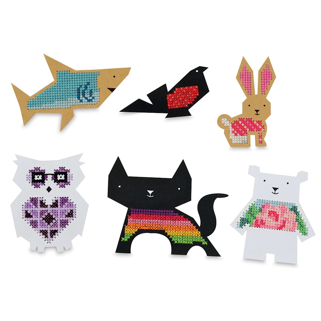Open in modal - Cross Stitch Style Punched Paper Animal Shapes Kit