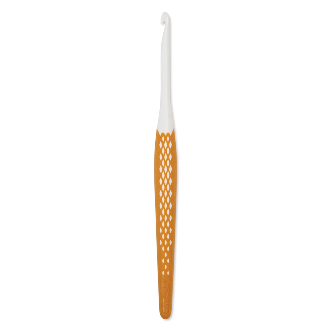 Open in modal - Prym Ergonomics Crochet Hook - H, hook in upright position outside of the packaging
