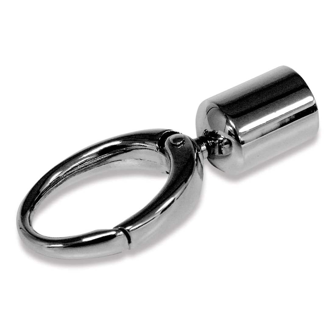 Open in modal - Realeather Tassel Clip - Chrome Clip at angle
