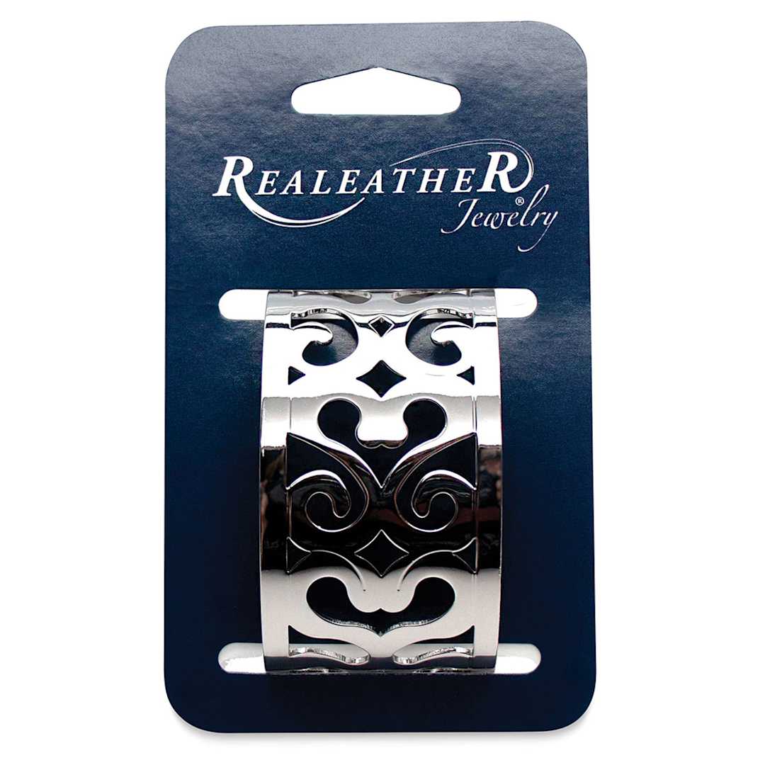 Open in modal - Realeather Filigree Bracelet- 1 1/2" Chrome Palermo style shown packaged