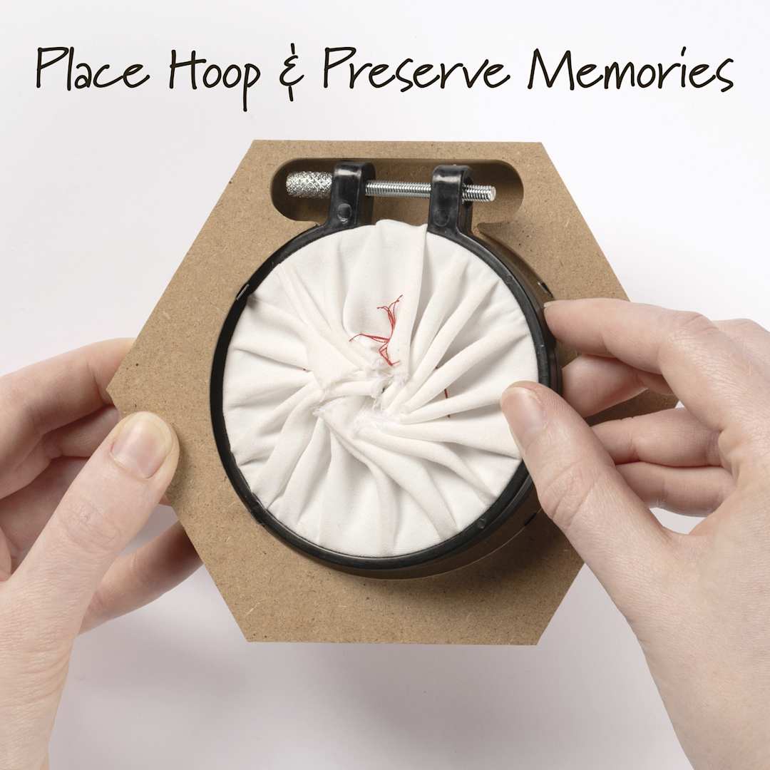 Open in modal - Bucilla Embroidery Hoop Frame - Hexagon, 3" - place hoop and preserve memories