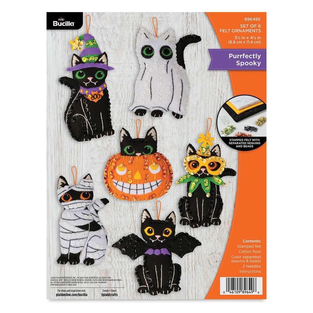 Open in modal - Bucilla Purrfectly Spooky Felt Ornament Kit - packaging