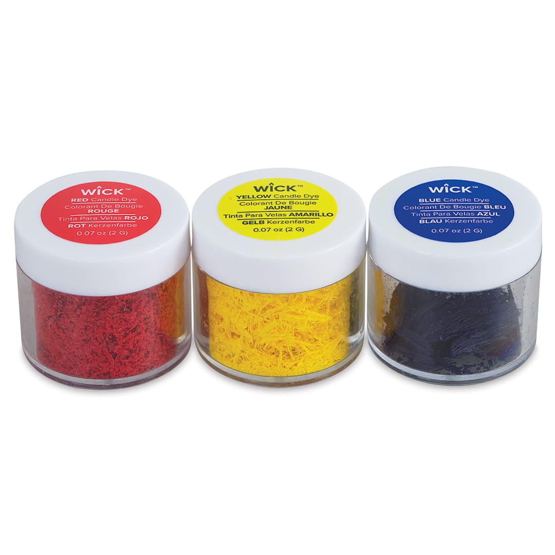 Open in modal - We R Memory Keepers Wick Candle Making Dyes - Jars of 3 Primary Colors in row