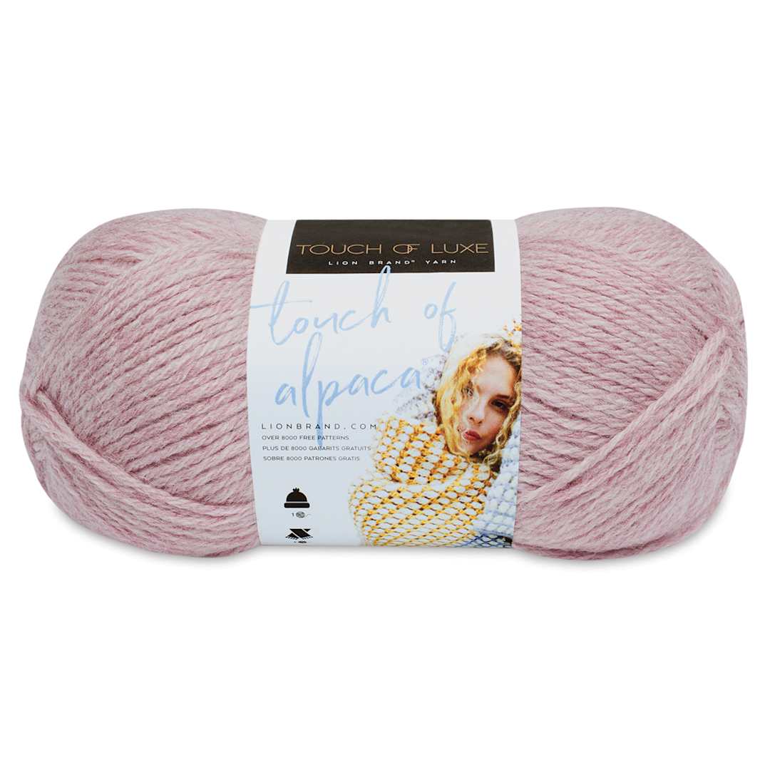 Open in modal - Lion Brand Touch of Alpaca Yarn - Blush ball with label