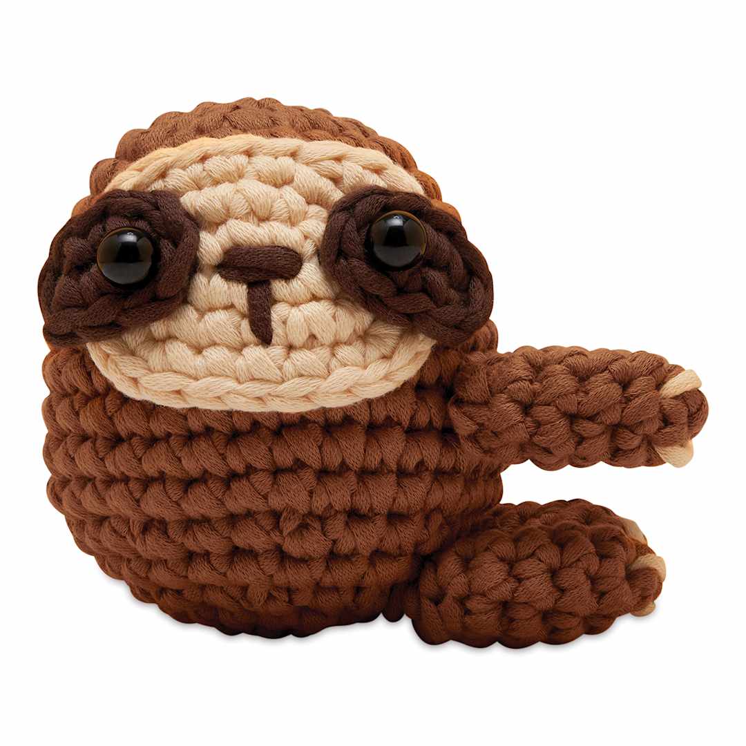Open in modal - The Woobles Beginner Crochet Amigurumi Kit - Sam the Sloth, finished example