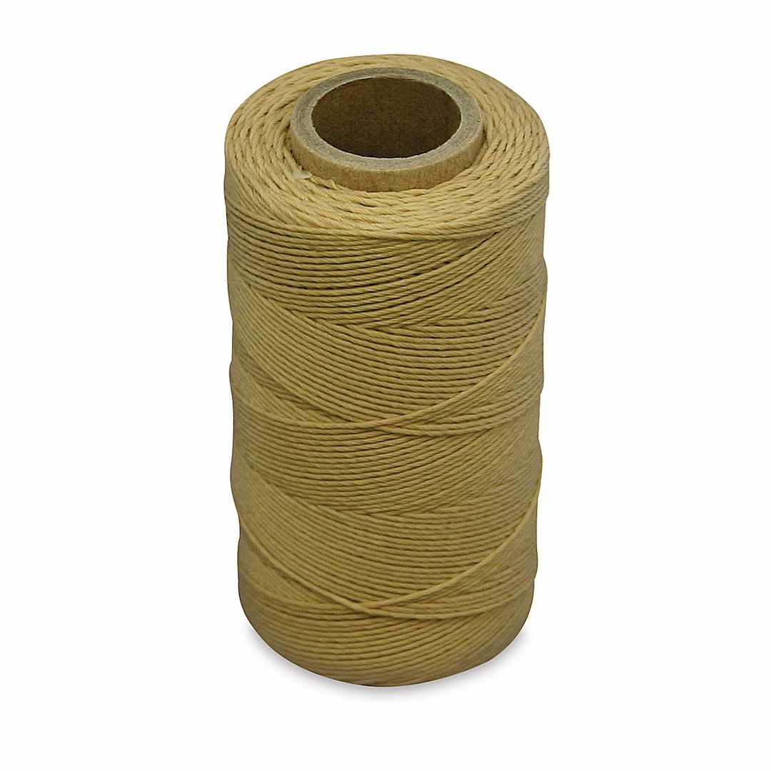 Open in modal - Realeather Waxed Thread - Top angled view of spool of Tan Waxed Thread