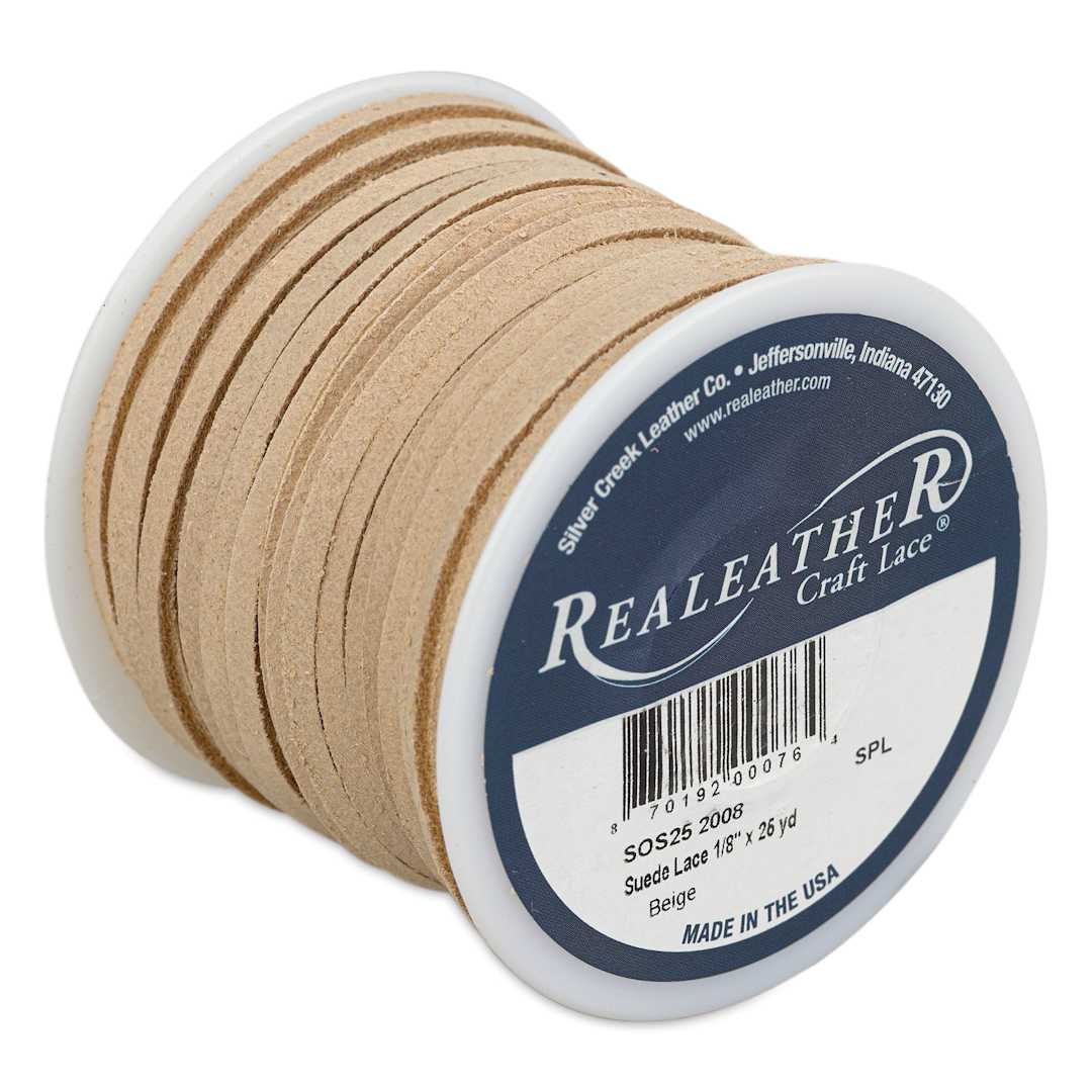 Open in modal - Realeather Suede Lace - 1/8" x 75 ft, Beige