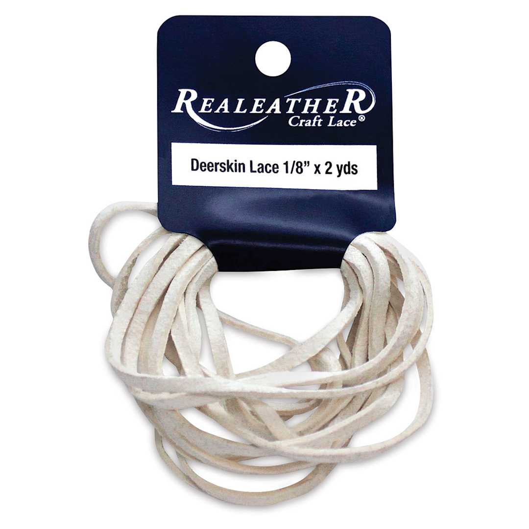 Open in modal - Realeather Deerskin Lace - 1/18" x 6 ft, White