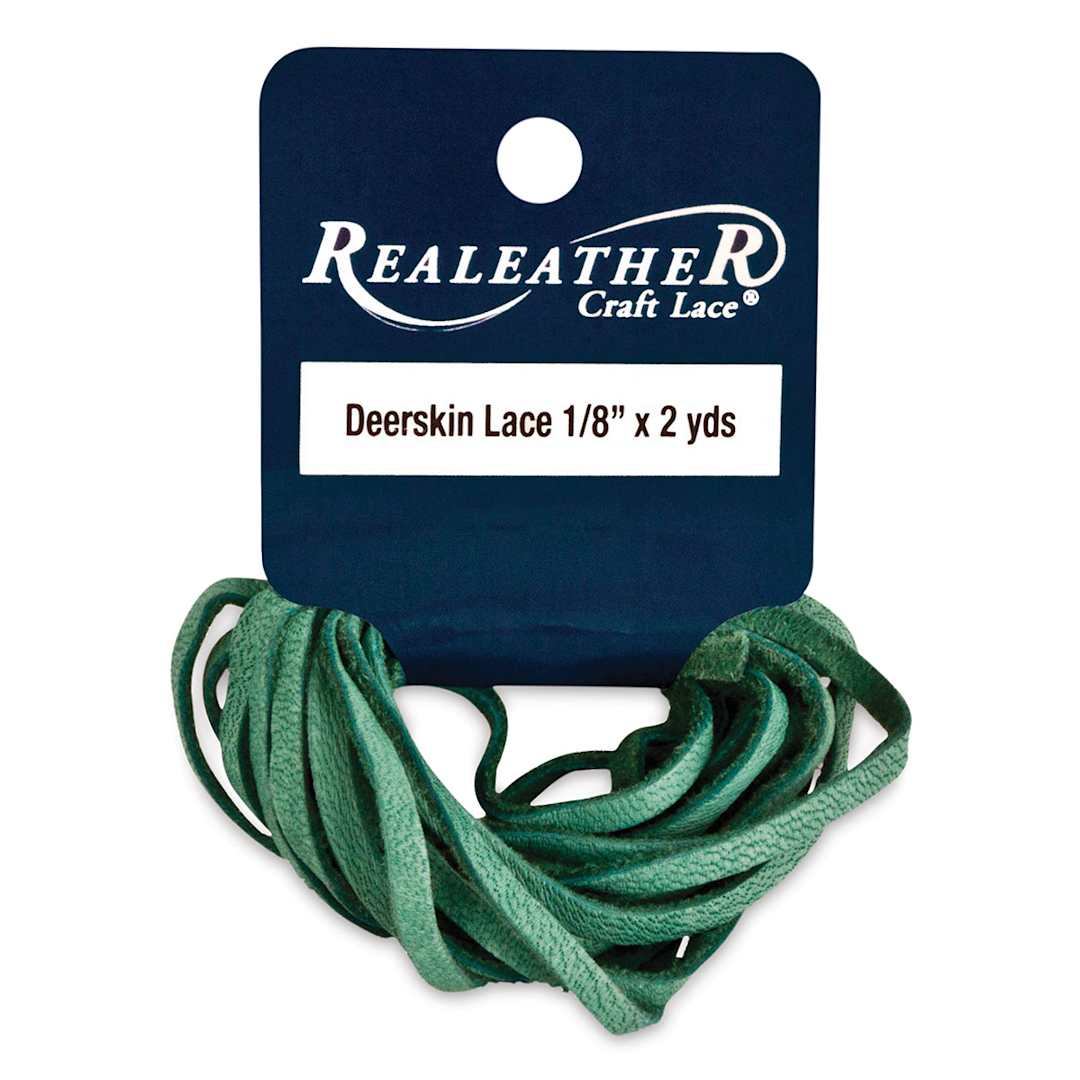 Open in modal - Realeather Deerskin Lace - 1/18" x 6 ft, Turquoise